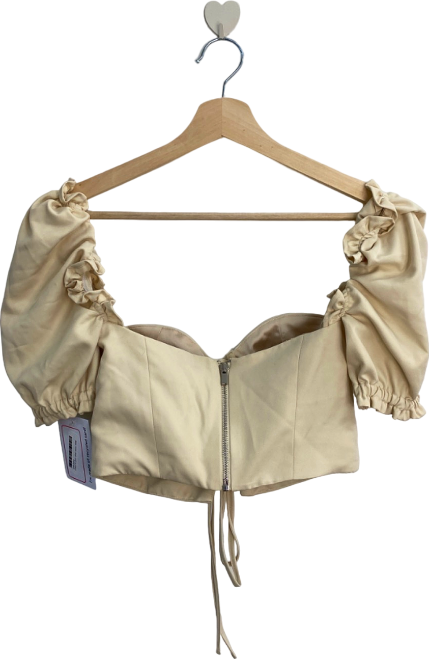 Mistress Rocks Beige Lace-Up Corset Top UK 6