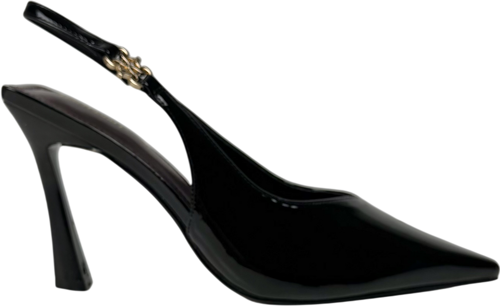 River Island Black Slingback Logo Court Heels UK 6 EU 39 👠