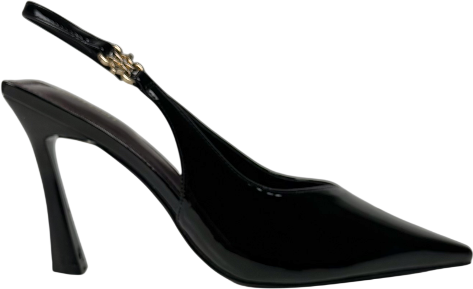 River Island Black Slingback Logo Court Heels UK 6 EU 39 👠