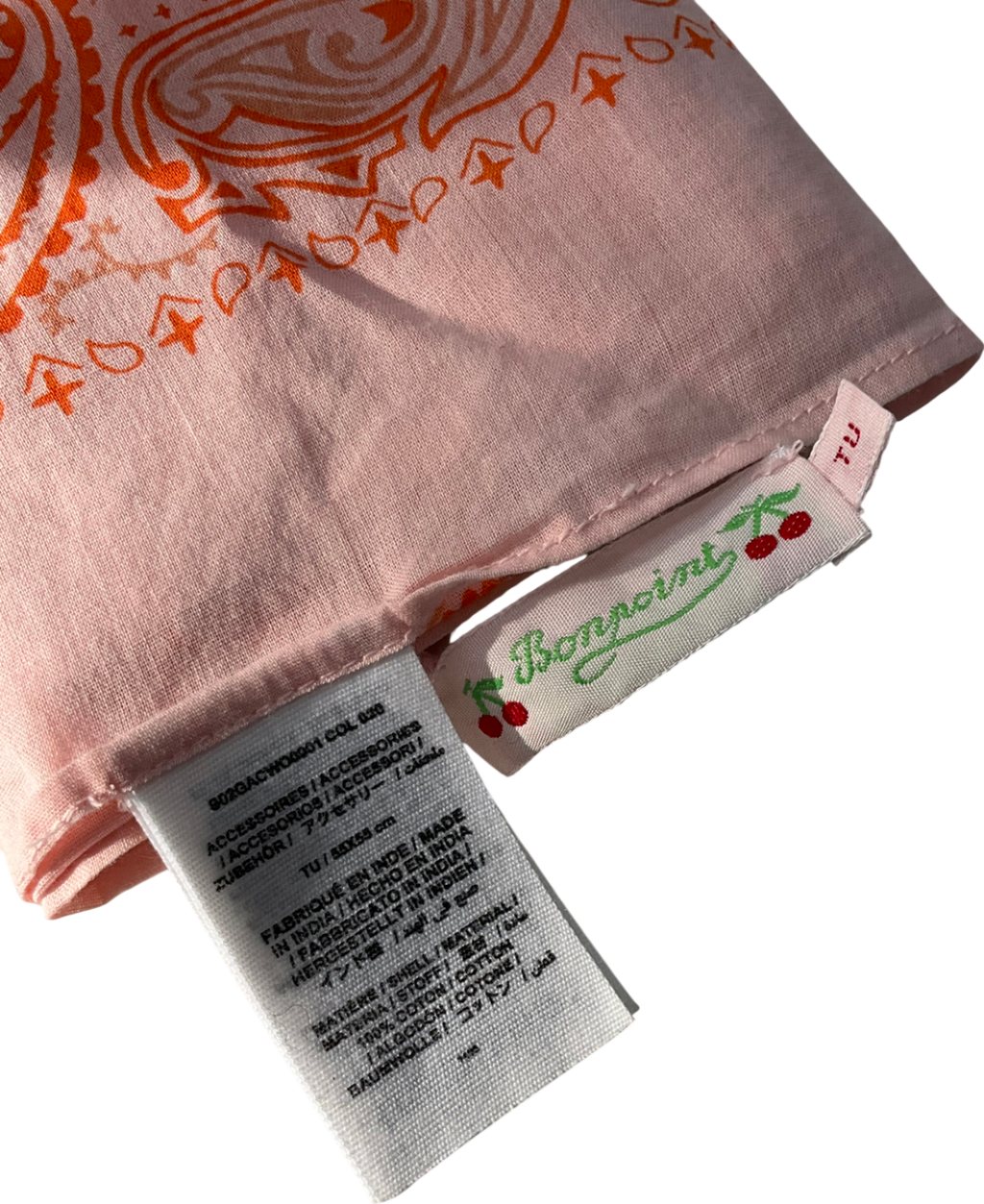 Bonpoint Pink Cotton Scarf Acte Printed