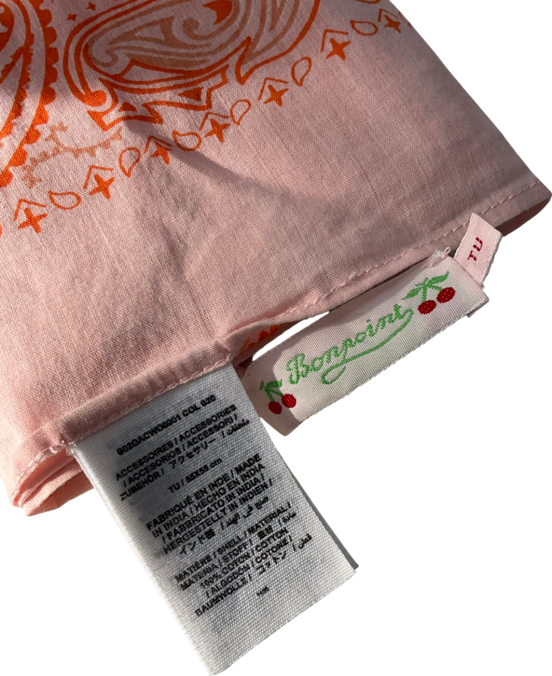 Bonpoint Pink Cotton Scarf Acte Printed