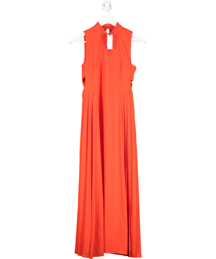 Karen Millen Red Petite Soft Tailored Pleated Panel Midaxi Dress UK 4