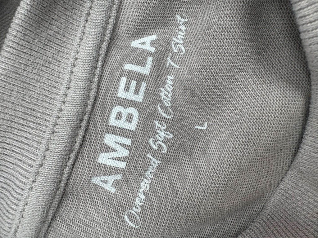 Ambela Grey Oversized Soft Cotton T-shirt UK L