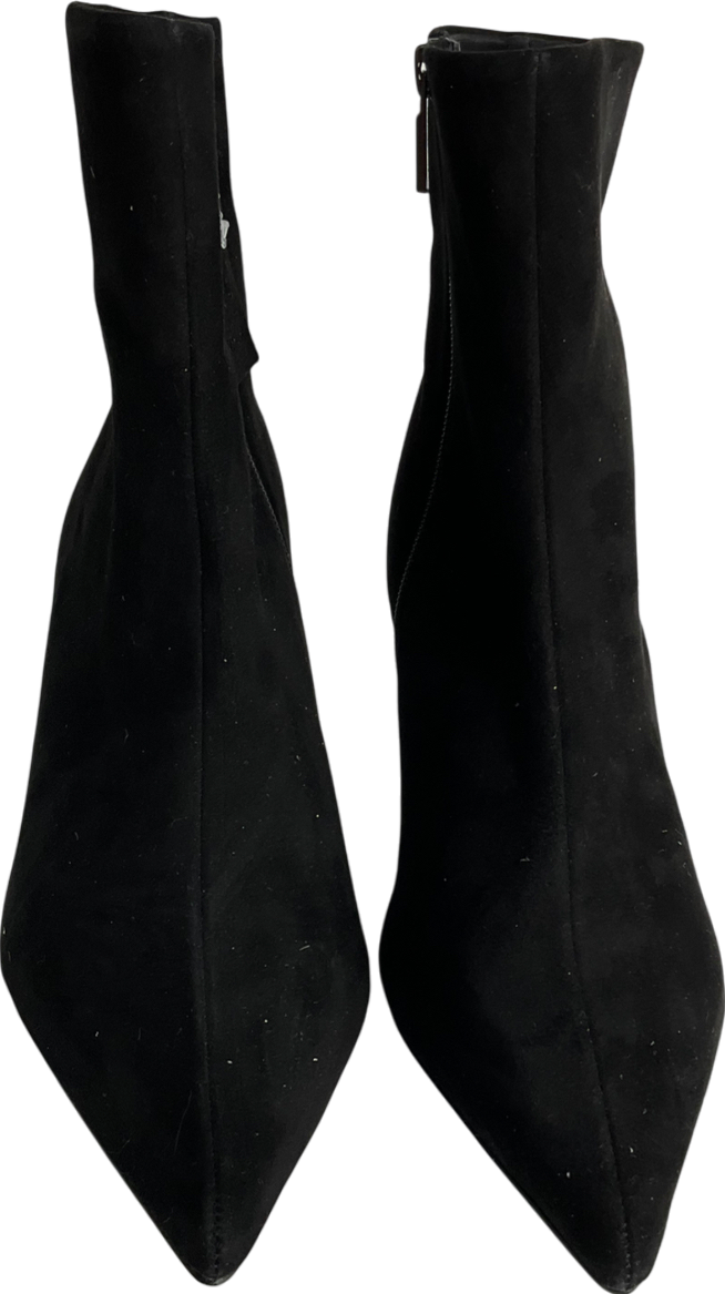 Next Black Suede Forever Comfort Pointed Toe Skinny Heeled Ankle Boots UK 5 EU 38 👠