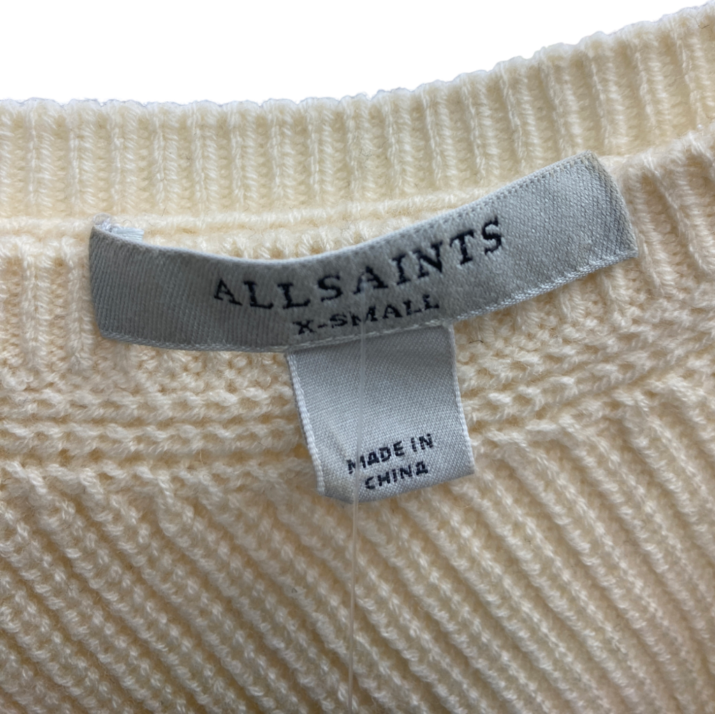 All Saints Cream One Sleeve Ribbed Jumper UK XS