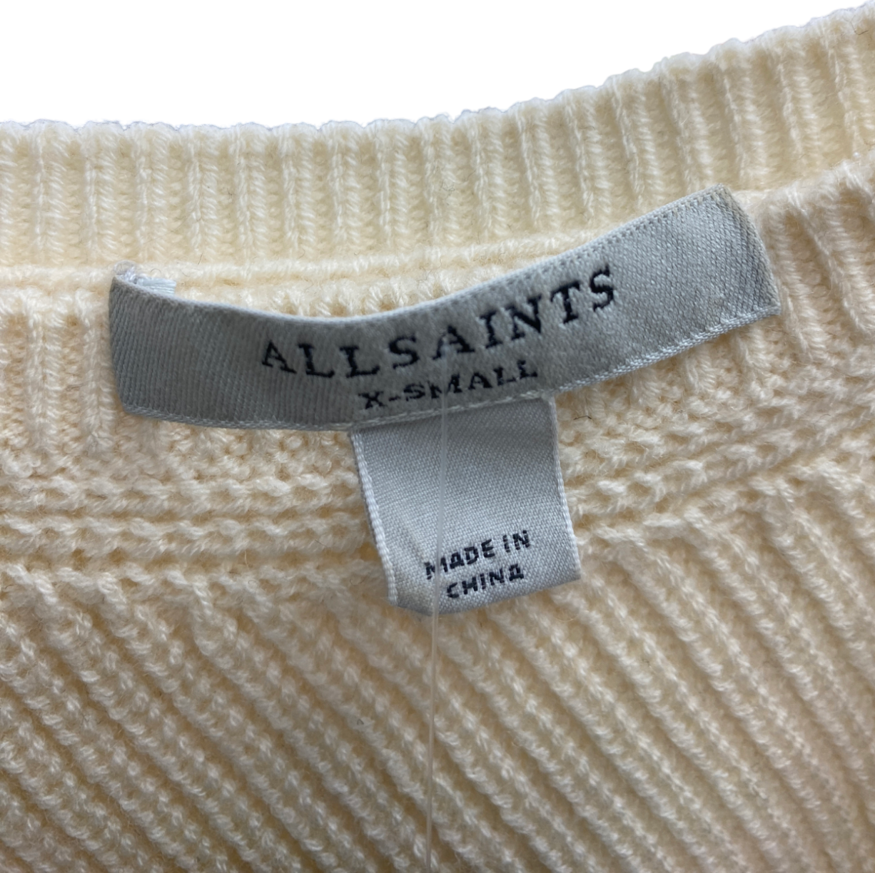 All Saints Cream One Sleeve Ribbed Jumper UK XS