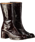 MIISTA Brown Cass Patent Mid-calf Boots UK 2 EU 35 👠