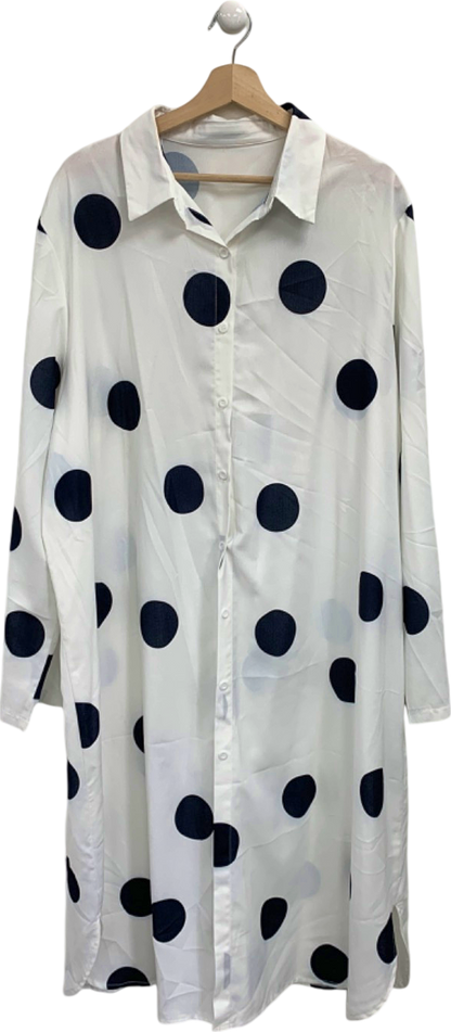 White/Black Polka Dot Long Shirt Dress UK 4XL