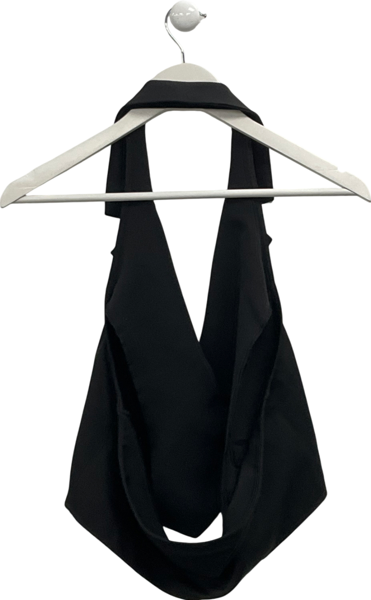 PrettyLittleThing Black Woven Halterneck Waistcoat UK 16