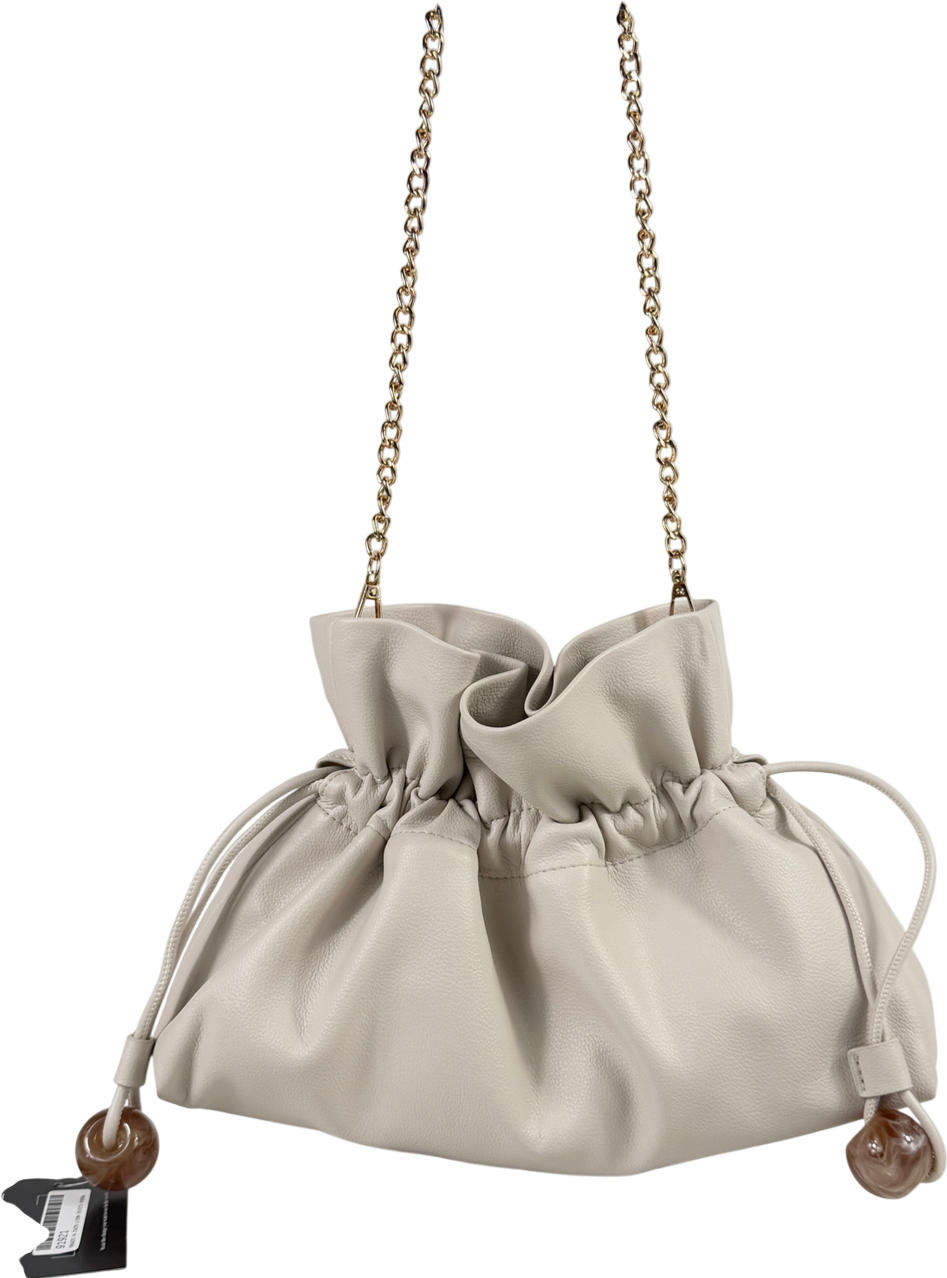 ASOS Cream Ruched Resin Ball Pouch Clutch Bag With Detachable Shoulder Strap In Stone One Size