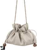 ASOS Cream Ruched Resin Ball Pouch Clutch Bag With Detachable Shoulder Strap In Stone One Size