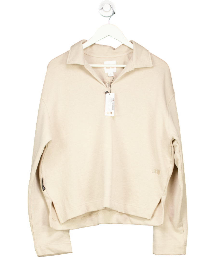 boohoo Beige Oversized Boxy Open Collar Sweatshirt UK S