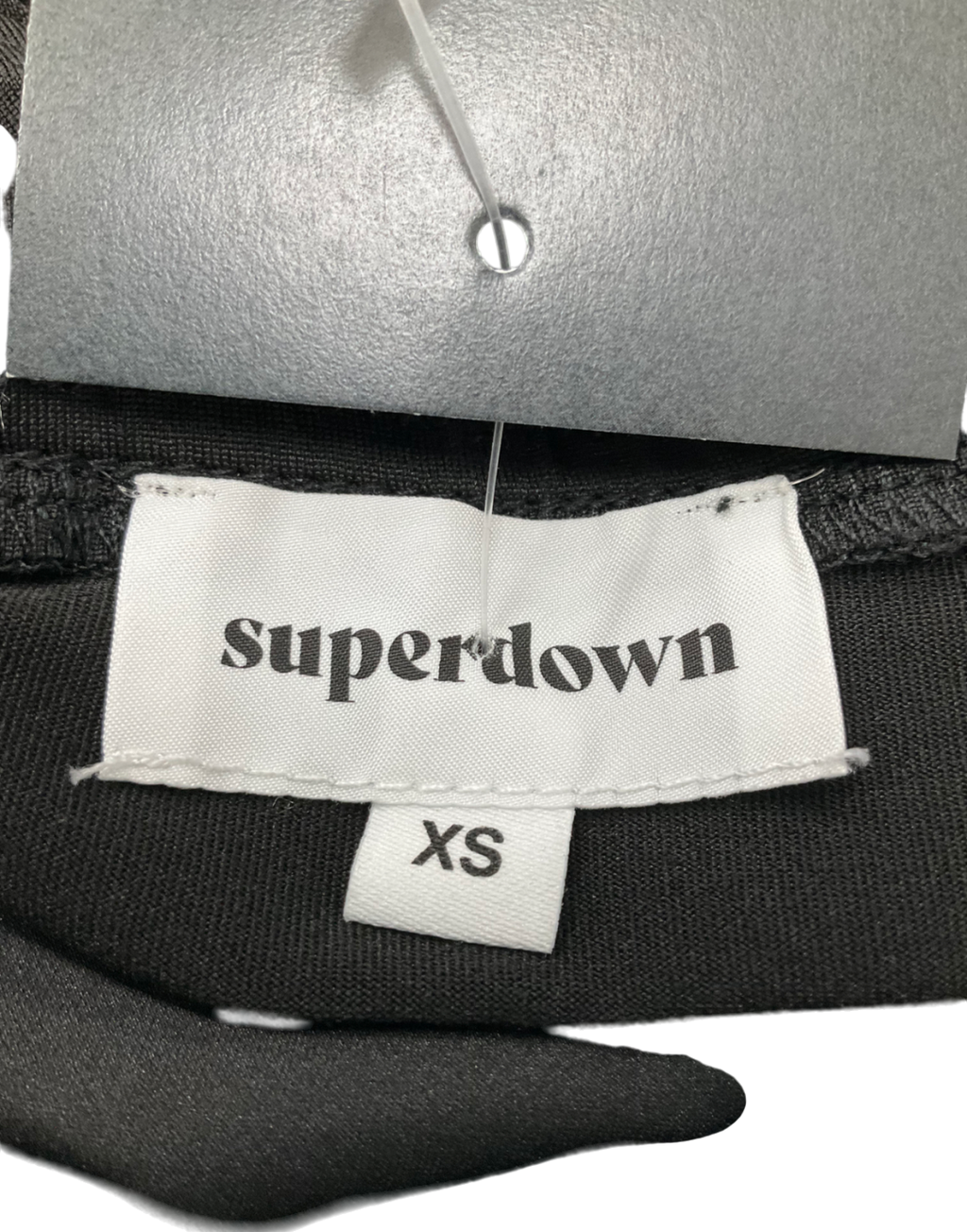 Superdown Black Satin Deep V Bodysuit UK XS