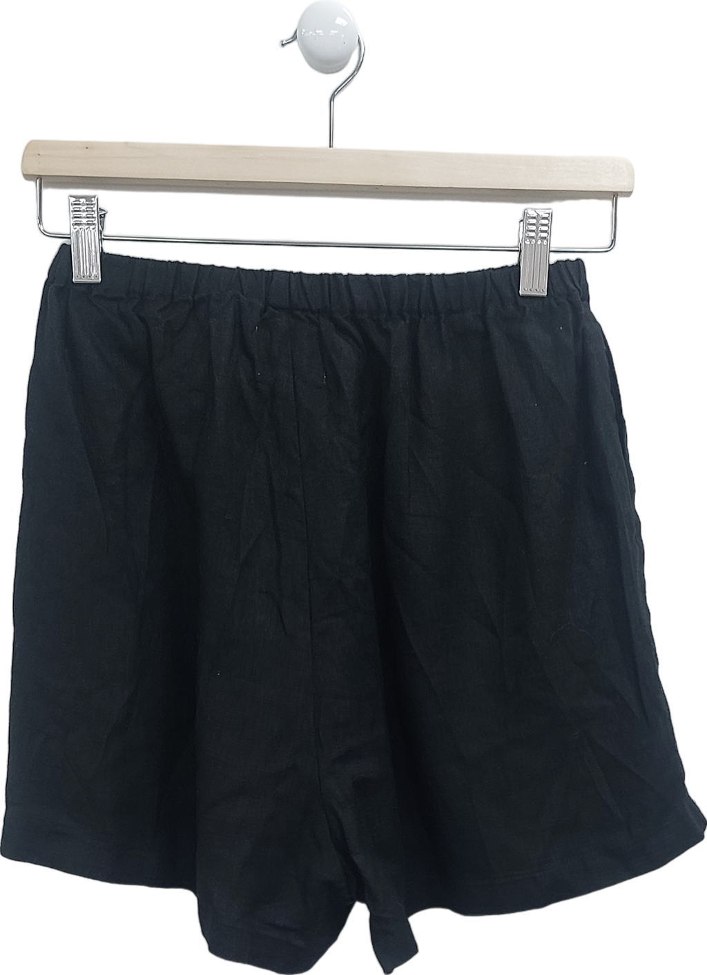 Second Summer Black Hacienda Linen Shorts UK XS/S