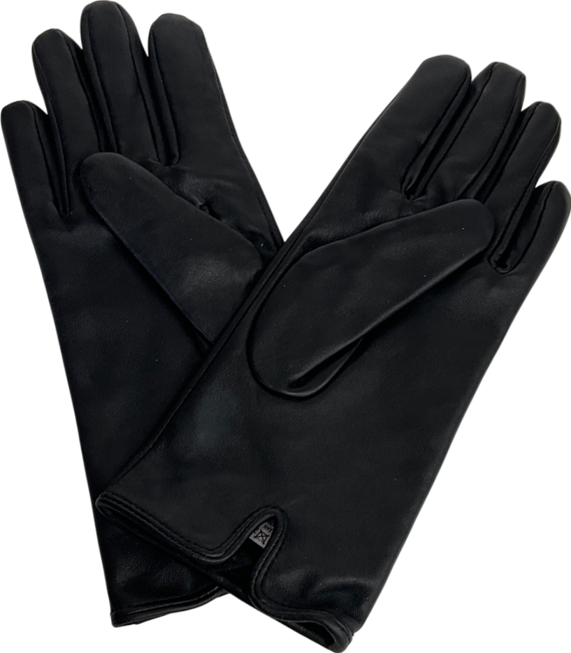 M&S Black Leather Warm Lined Gloves UK S