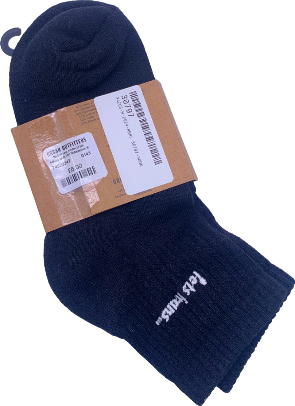 iets frans Black Ribbed Crew Socks One Size