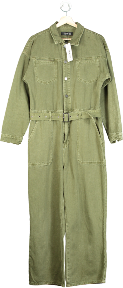 Toxik3 Khaki Helen Wide Leg Jumpsuit UK 10