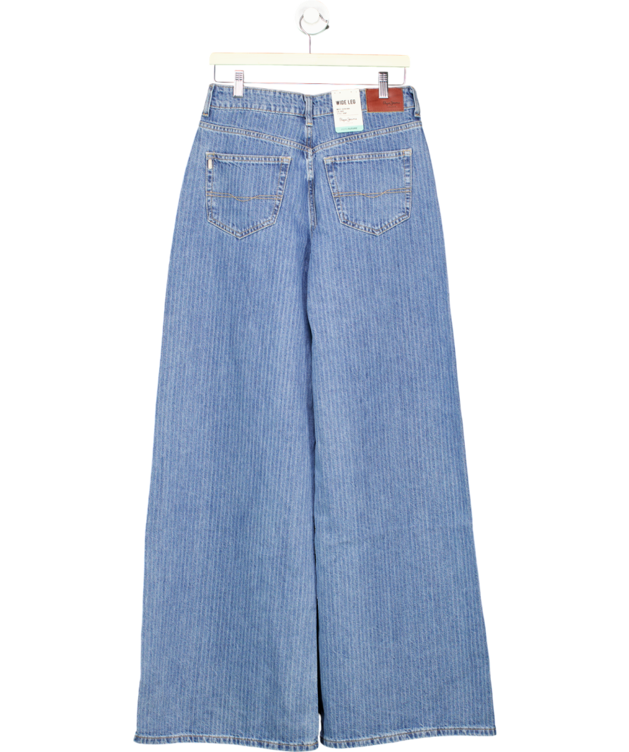Pepe Jeans Blue Pinstriped High-rise Wide Fit Jeans - Jaimy L34 W28