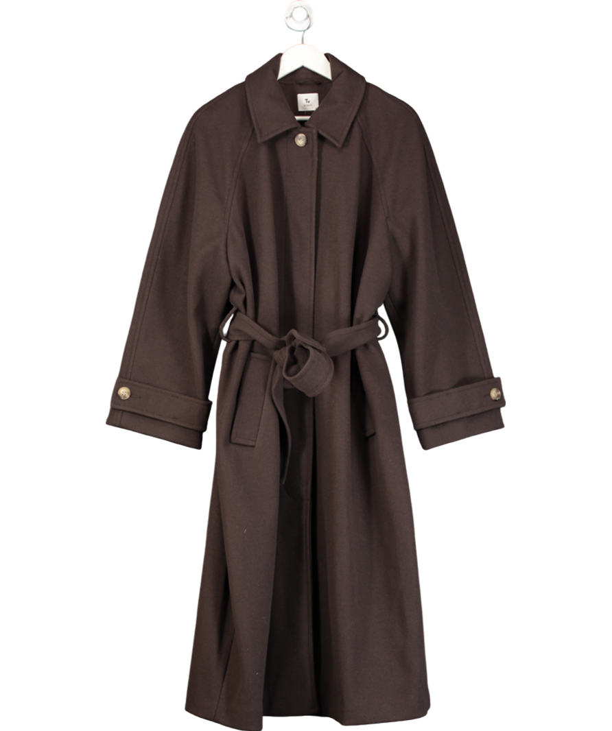 TU Brown Wool Look Trench Coat UK 18