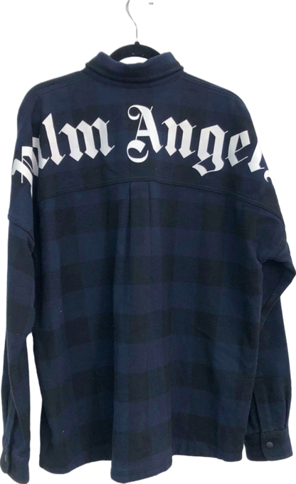 Palm Angels Blue Checked Logo back Shirt UK M