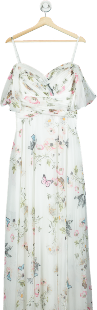 Smilprince White Floral Chiffon Dress UK S