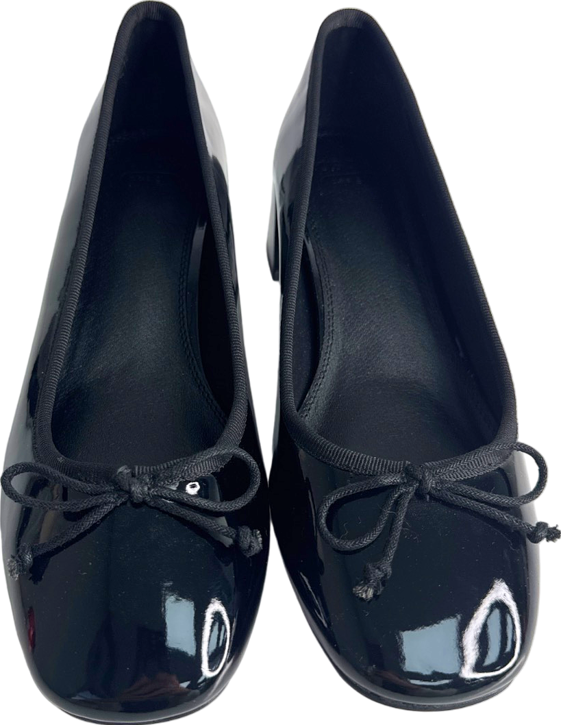 ASOS Black Patent Block Heel Ballet Shoes UK 6 EU 39