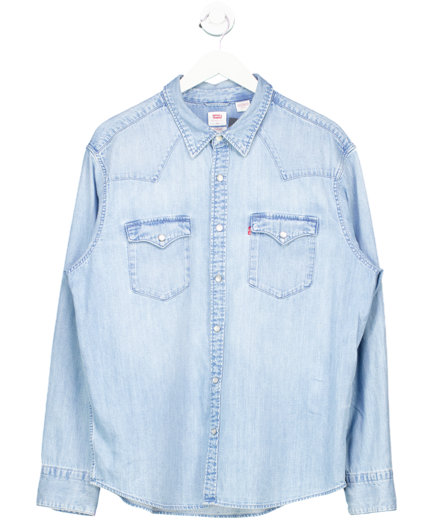 LEVI'S Mid - Blue Denim Shirt UK XL