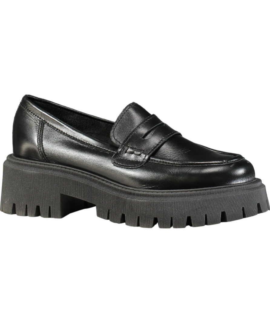 Urban Outfitters Black Platform Leather Loafers UK 7 EU 40 👠