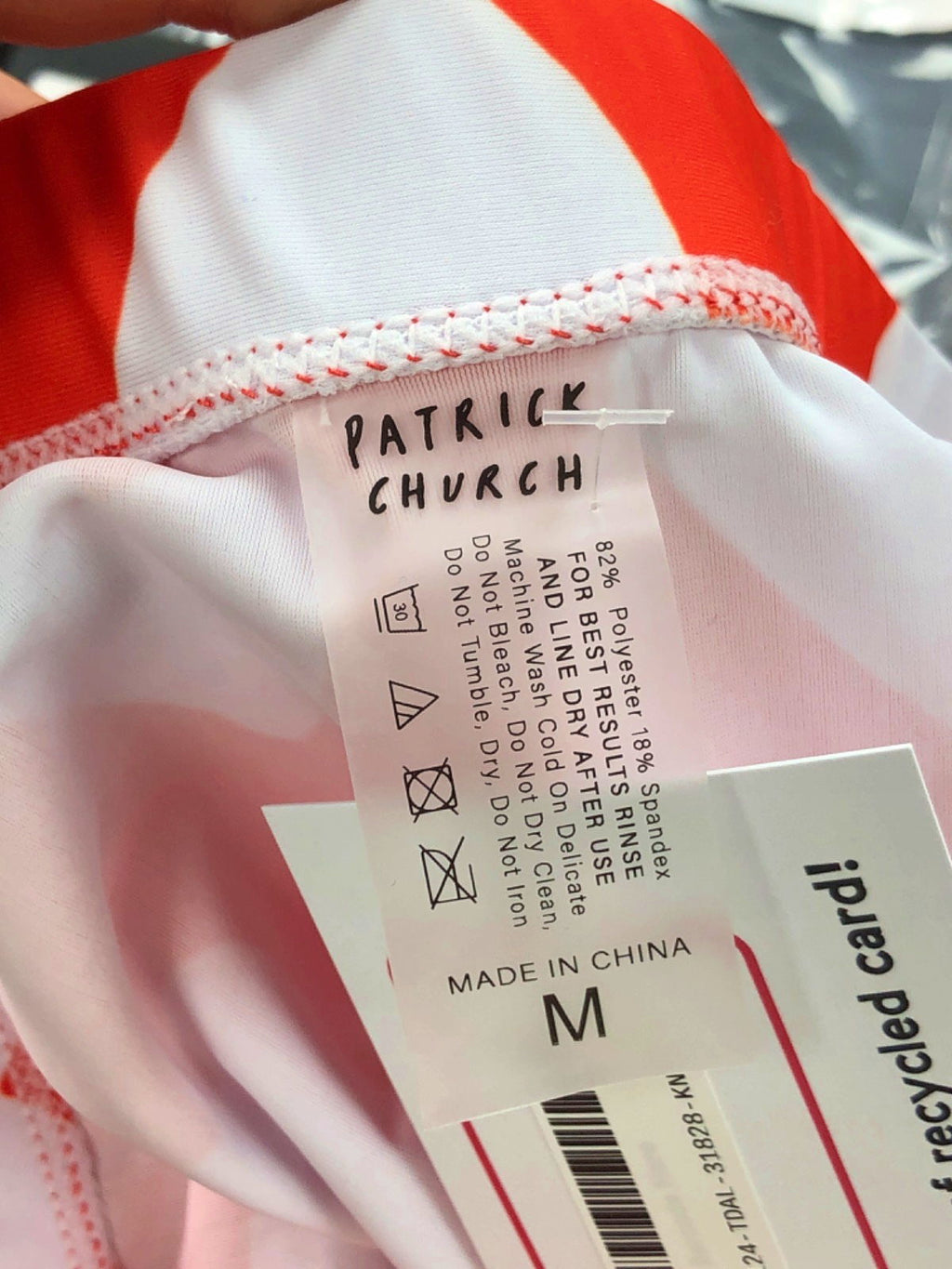 Patrick Church Red Heart Print Swim Briefs UK M