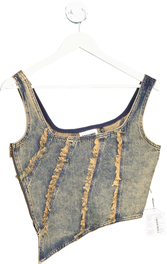 Reclaimed Vintage Blue wash Denim Asymmetric Top UK 10