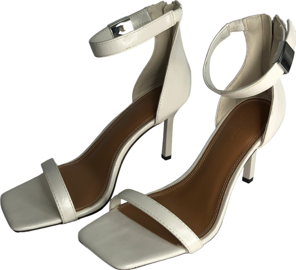 River Island Cream White Clasp Heeled Sandals UK 7 EU 40 👠