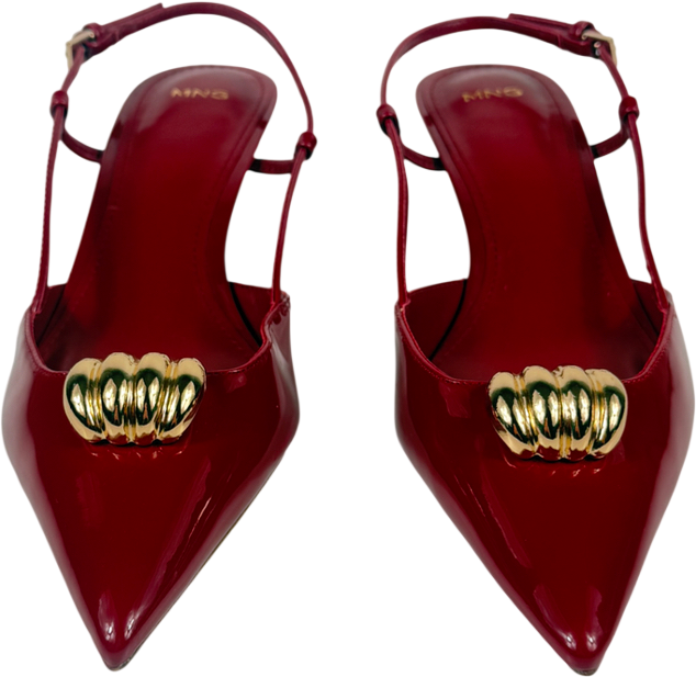 MANGO Red High-heeled Shoes With Metallic Detail UK 7 EU 40