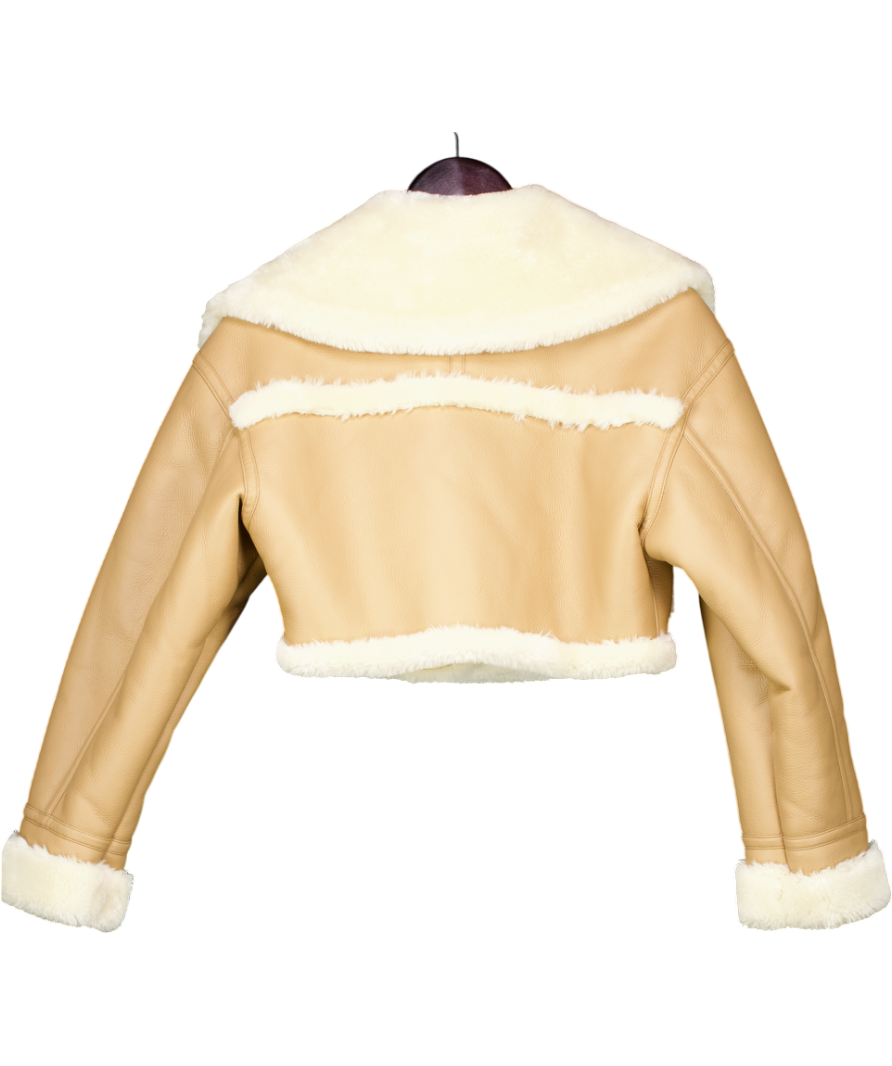 Eaves Beige Aeric Cropped Shearling Jacket UK XS