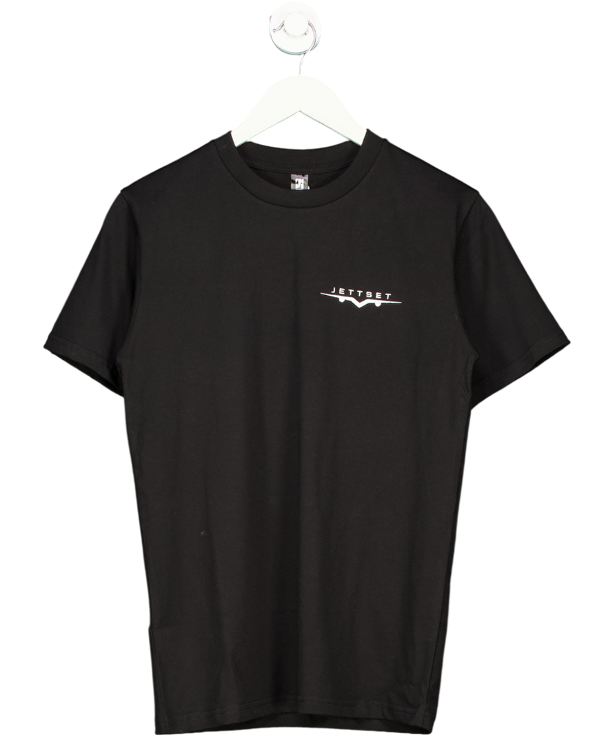 ascolour Jettsett Black Embroidered Logo T-shirt UK S
