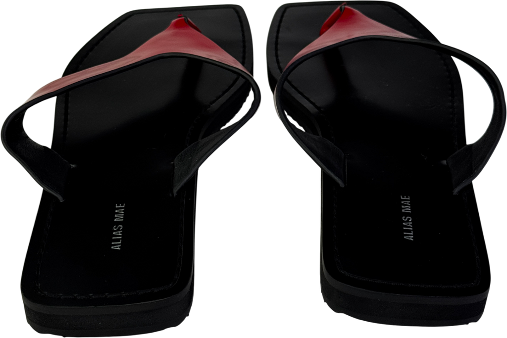 Alias Mae Red Box Leather Charlize Square Toe Thong Sandals UK 6 EU 39 👠