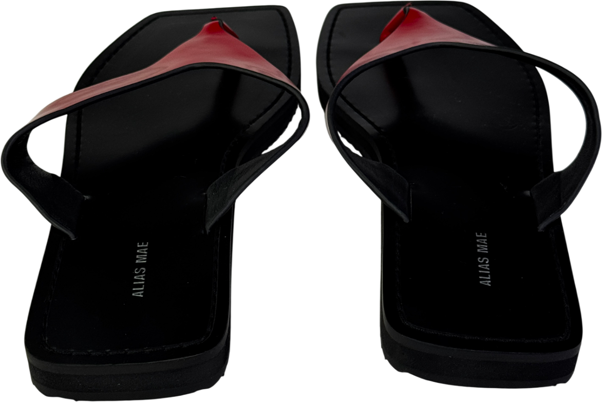 Alias Mae Red Box Leather Charlize Square Toe Thong Sandals UK 6 EU 39 👠