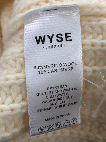 WYSE LONDON Ivory Cashmere Blend Coral Chunky Roll Neck Jumper UK XL