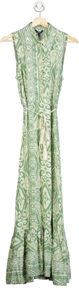 River Island Green Patterned Sleeveless Maxi Dress UK 6