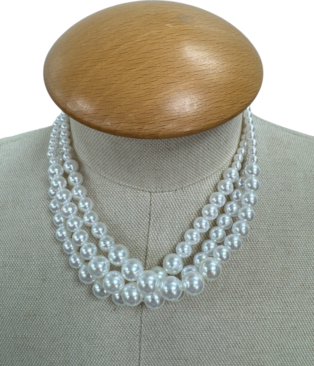White 3-Strand Pearl Necklace