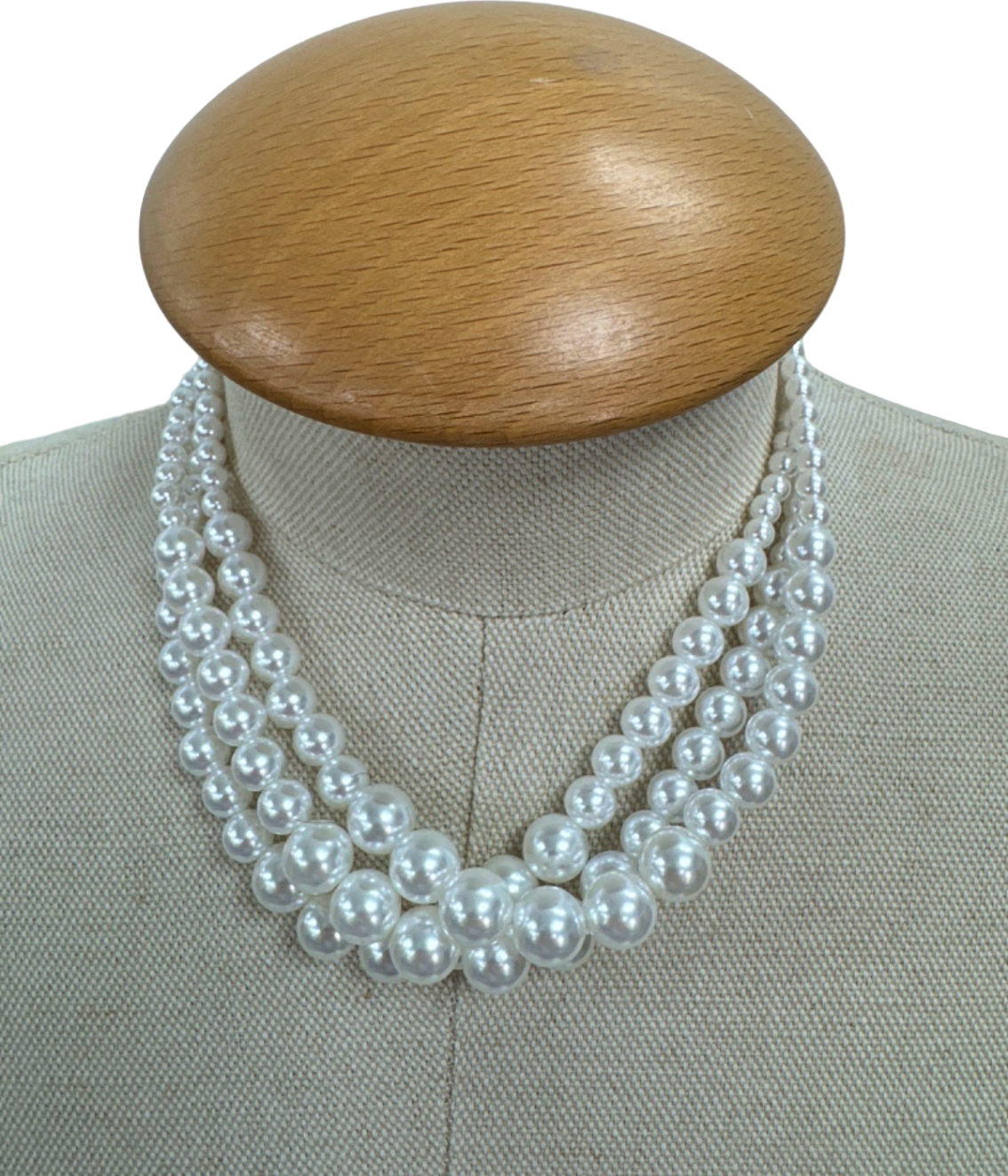 White 3-Strand Pearl Necklace