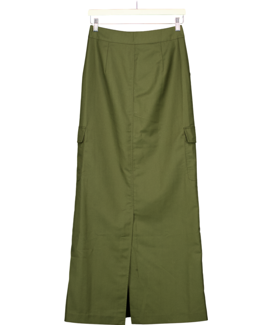 Warehouse Green Tailored Cargo Maxi Skirt UK 8