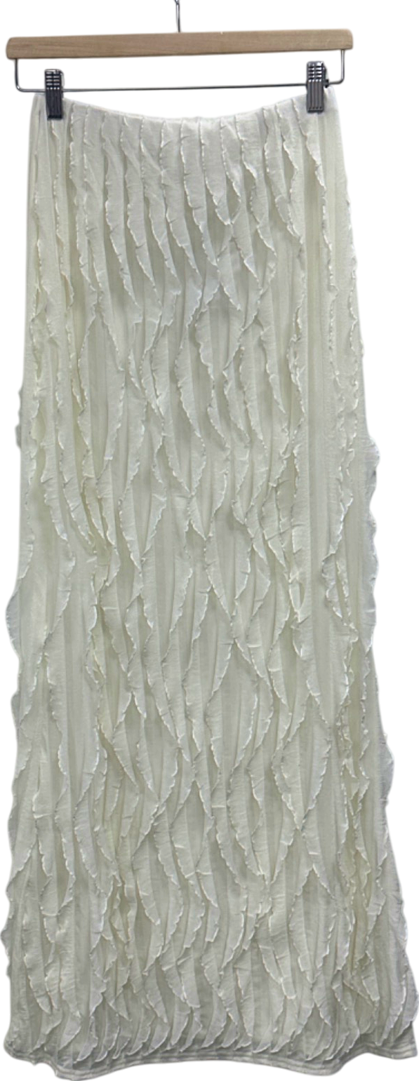 Public Desire Cream Ruffled Detail Maxi Skirt UK 10