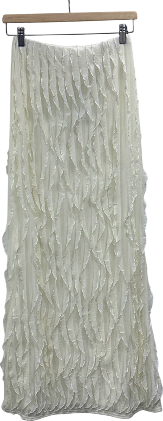 Public Desire Cream Ruffled Detail Maxi Skirt UK 10