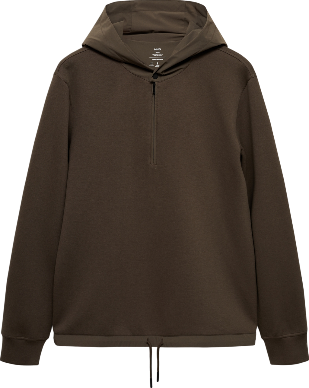 MANGO Brown performance Stretch Fabric Regular-fit Hooded Sweatshirt UK M