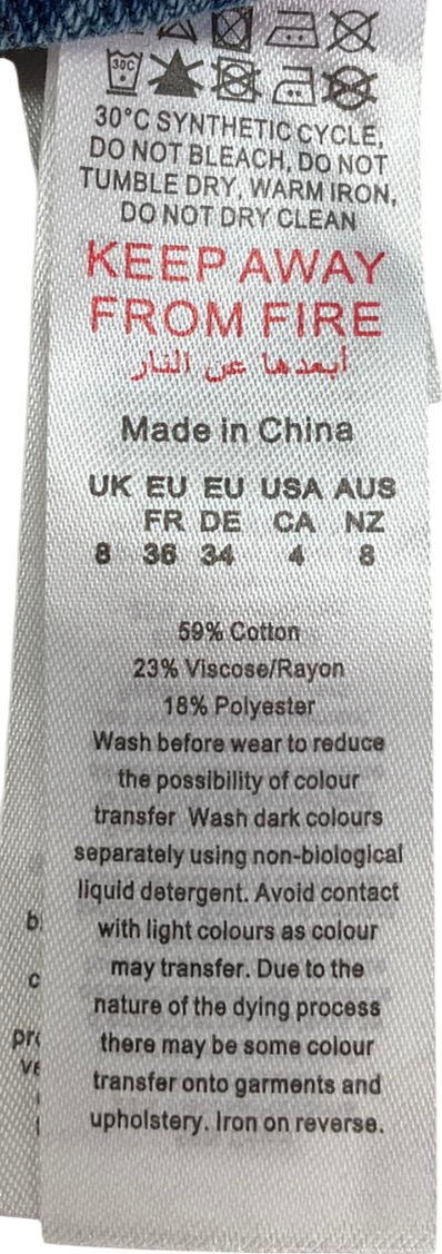 Karen Millen Blue Denim Button Through Waistcoat UK 8