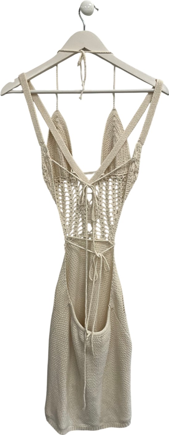 White Fox Cream Easy As That Crochet Dress UK S/M