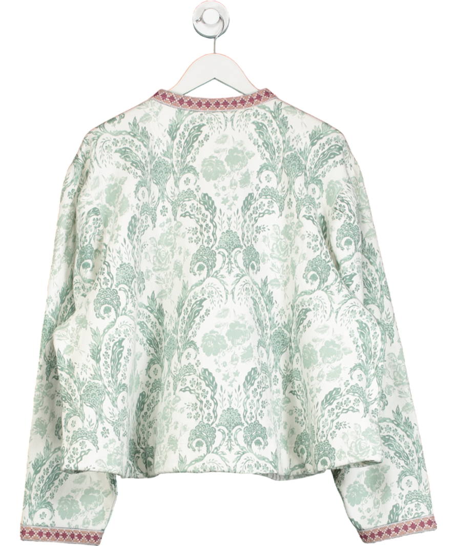 Free People Cream Chloe Floral-print Quilted Cotton Jacket UK XL
