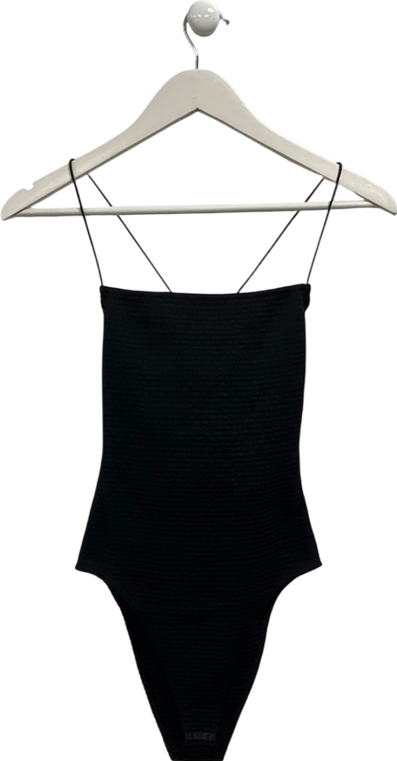 AllSaints Black Tilly Shirred Square Neck Bodysuit UK 6