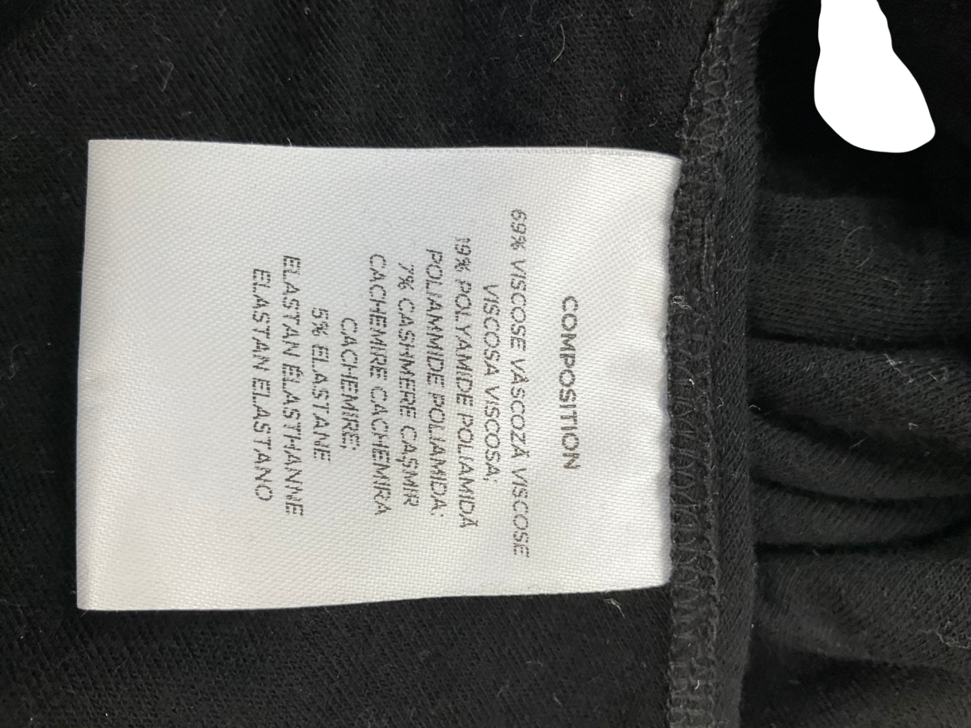 Manuri Black Cashmere Blend One Shoulder Bodysuit UK S