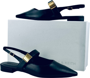 CHARLES & KEITH Yvette Pointed-toe Mary Jane Flats - Black UK 6 EU 39